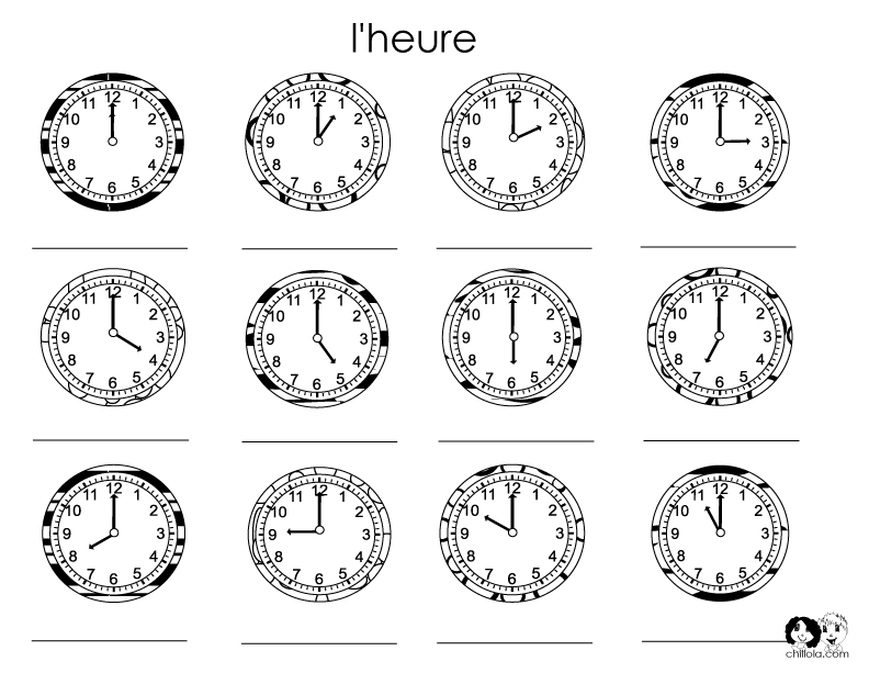 time worksheet french