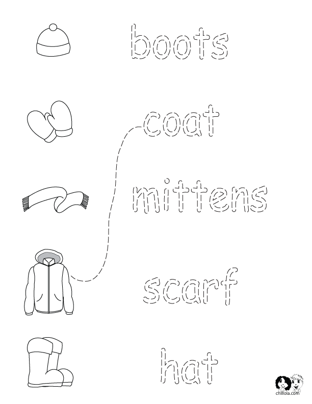 winter clothes  worksheets