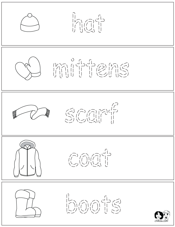 winter clothes  worksheets